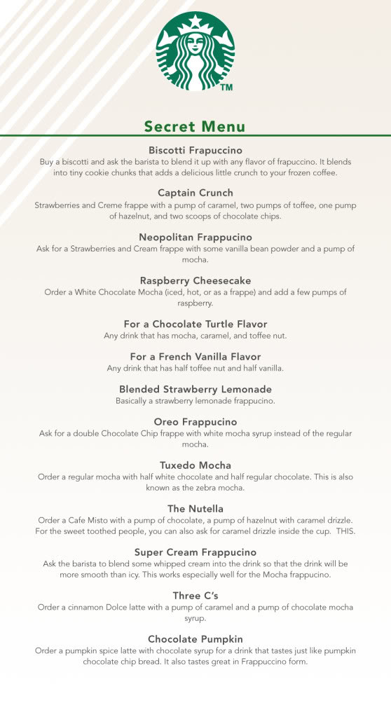 วิธีสั่งเมนูลับสตาร์บักส์ (Starbucks Secret Menu)